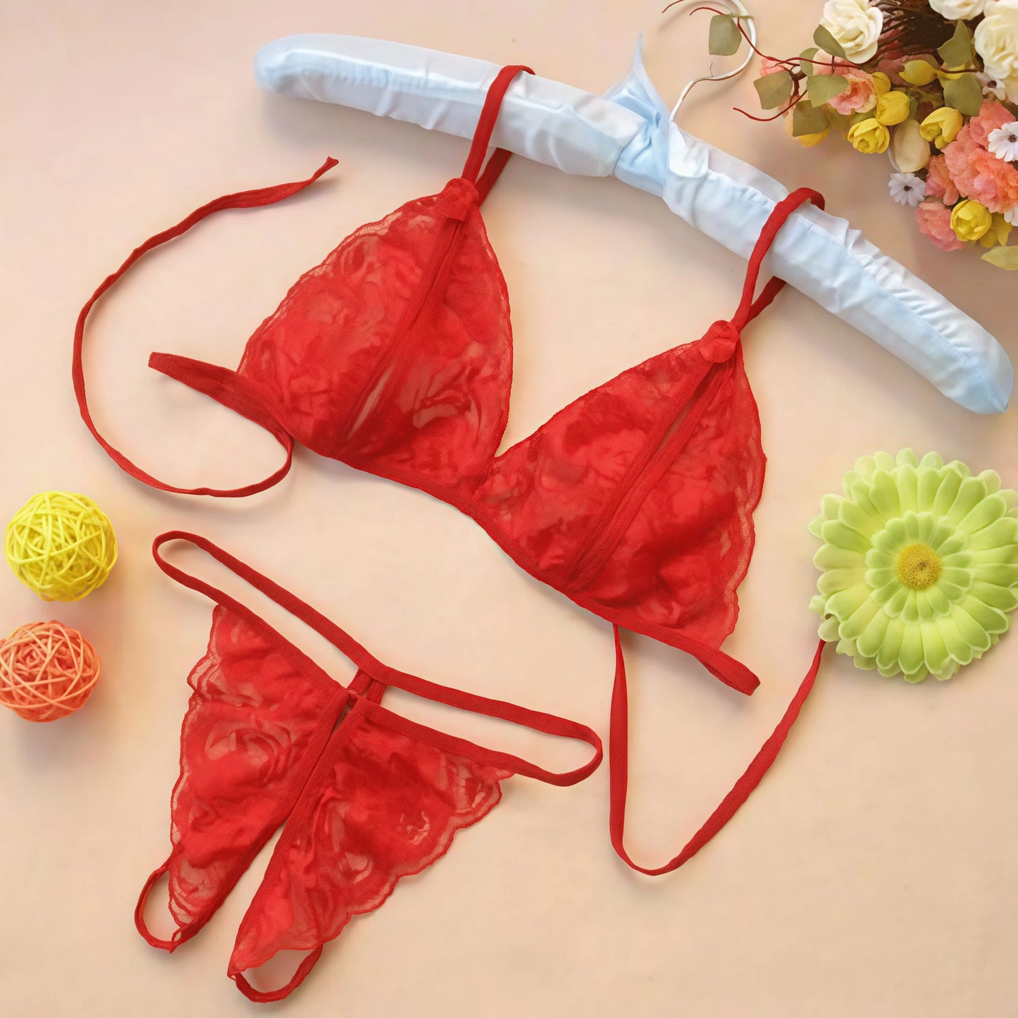 Ultra Thin See Through Lace Teddie – Open Crotch Panties with (Suspender)