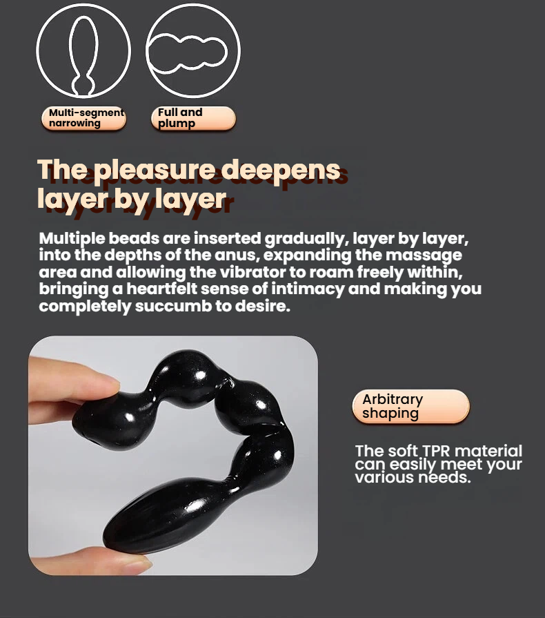 Flexible Anal Beads Prostate Massager  360° Bendable TPR Anal Toy for Men & Women
