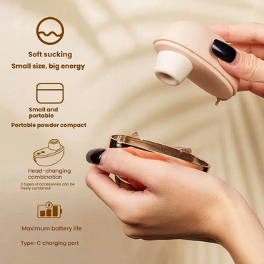 Perangsang Klitoris Sedut Compact – 10 Getaran, 3 Kepala Boleh Tukar, Kalis Air