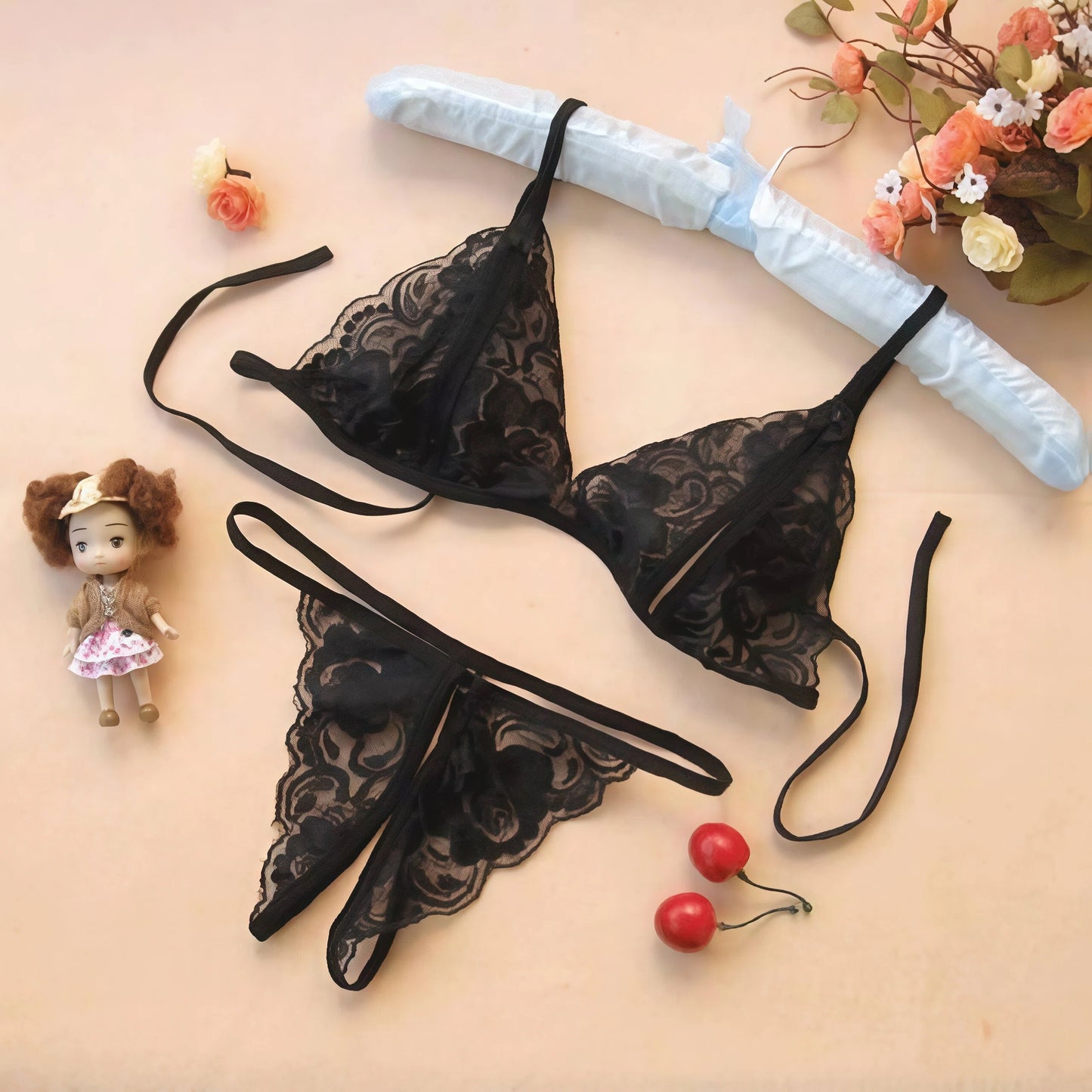 Ultra Thin See Through Lace Teddie – Open Crotch Panties with (Suspender)